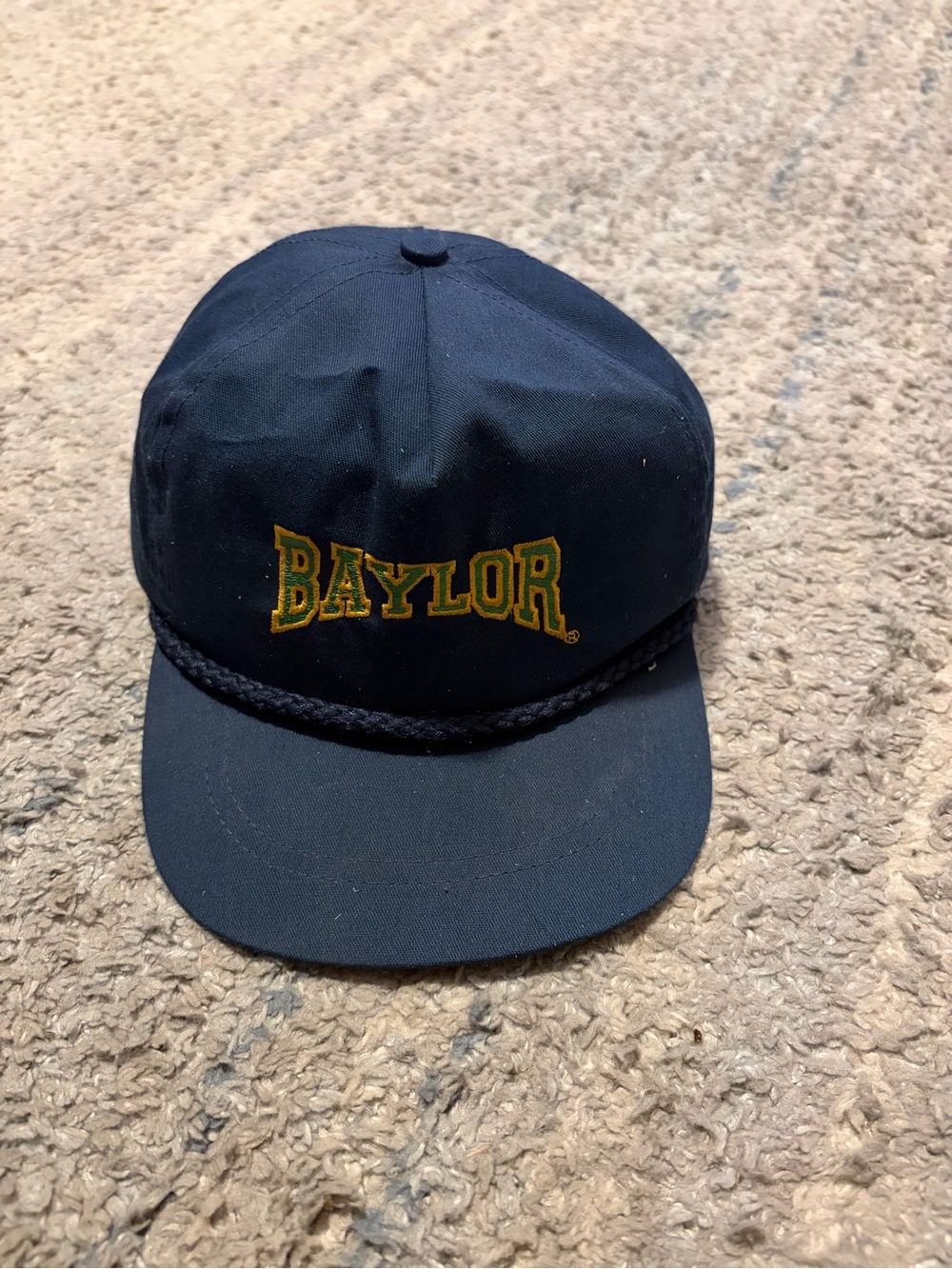 Vintage Baylor Bears Strapback Hat Made in USA Rope Accent Golf Cap Navy Green U